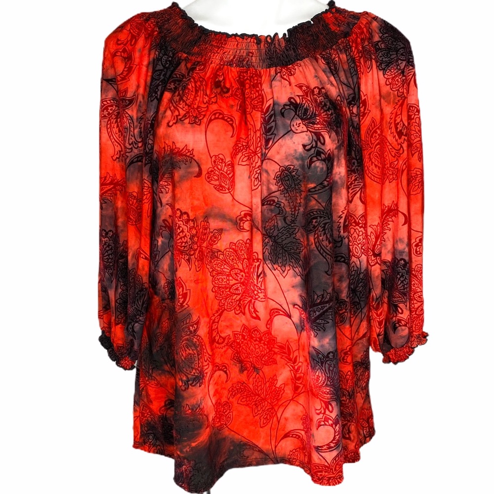 CATO plus size 3/4 sleeve pleated blouse 1X